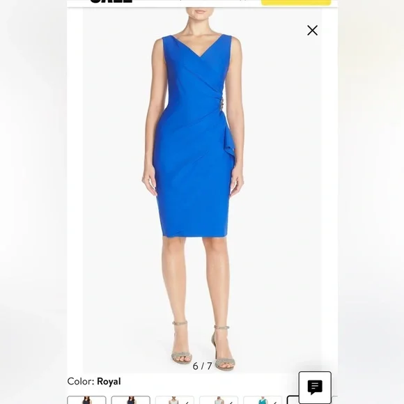 alex evenings surplice v-neck sleeveless ruched brooch sheath dress Alex Evenings 8134310 main image 1